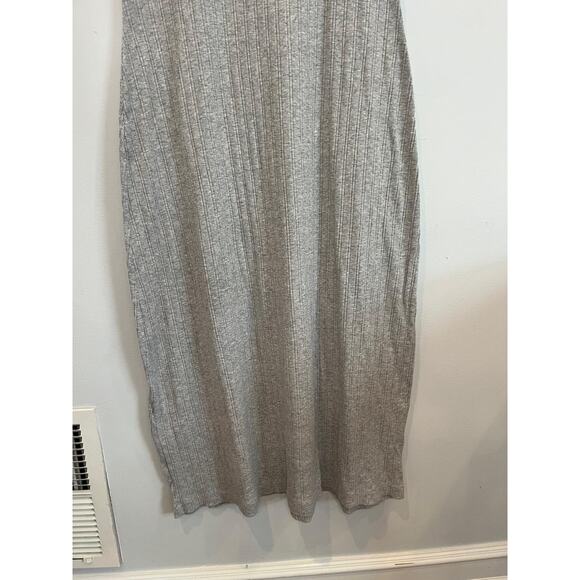 Stitch Drop Henley Dress Women M Gray Ribbed‎ Short Sleeve Midi Bodycon - Picture 5 of 8